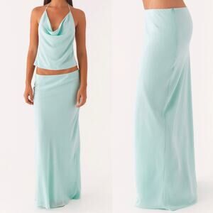 NWT Peppermayo Blue Slip Chiffon Lined Maxi Skirt Another Life Pale Blue Size 8